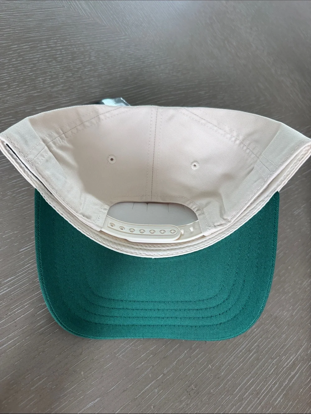 New Two-Tone Baseball Cap in Cream and Forest Green A-Frame SnapBack